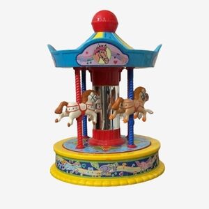 Vintage Whimsical Carousel Toy with Horses